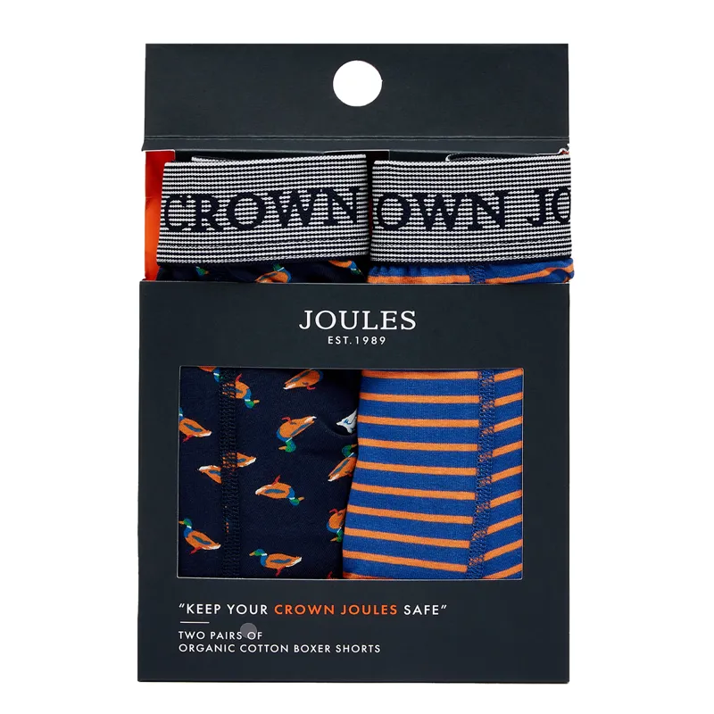 Joules Crown Joules Cotton Boxers 2 Pack - Navy Duck Goose-1